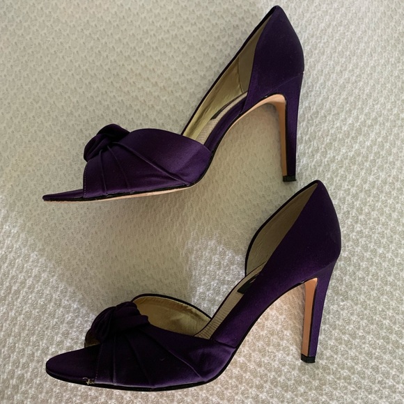 Purple Satin Open Toe Heels - Picture 9 of 12